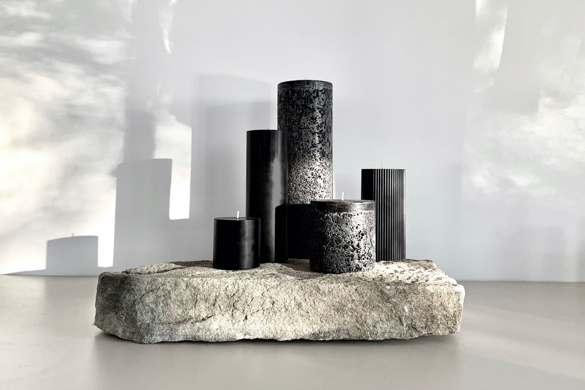 Black pillar candles
