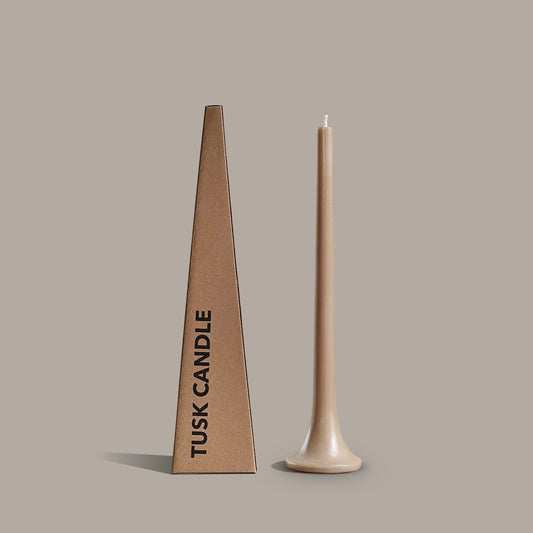 Tall taper candle in taupe