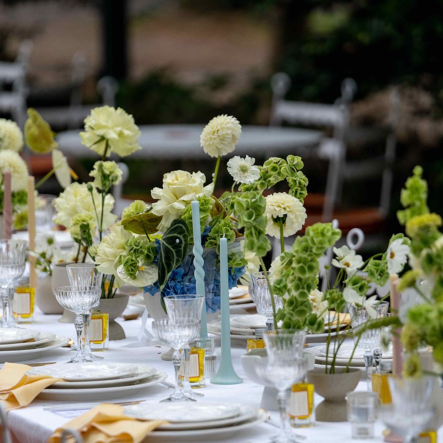 Blue wedding taper candle