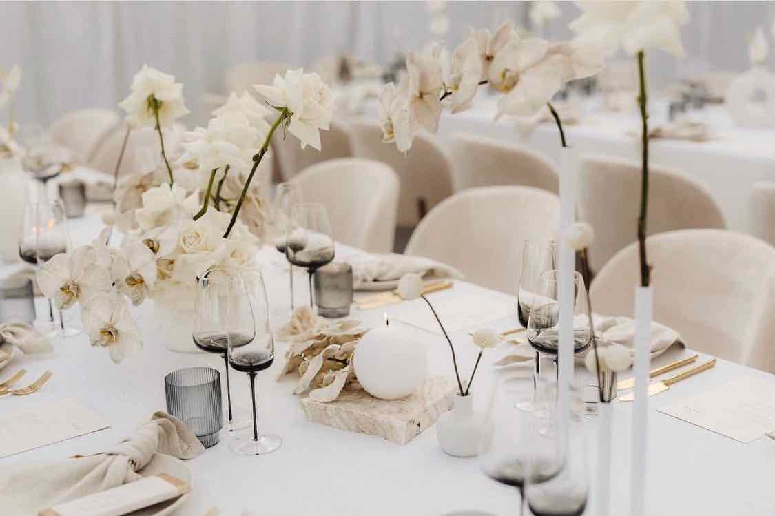 Round white wedding candles