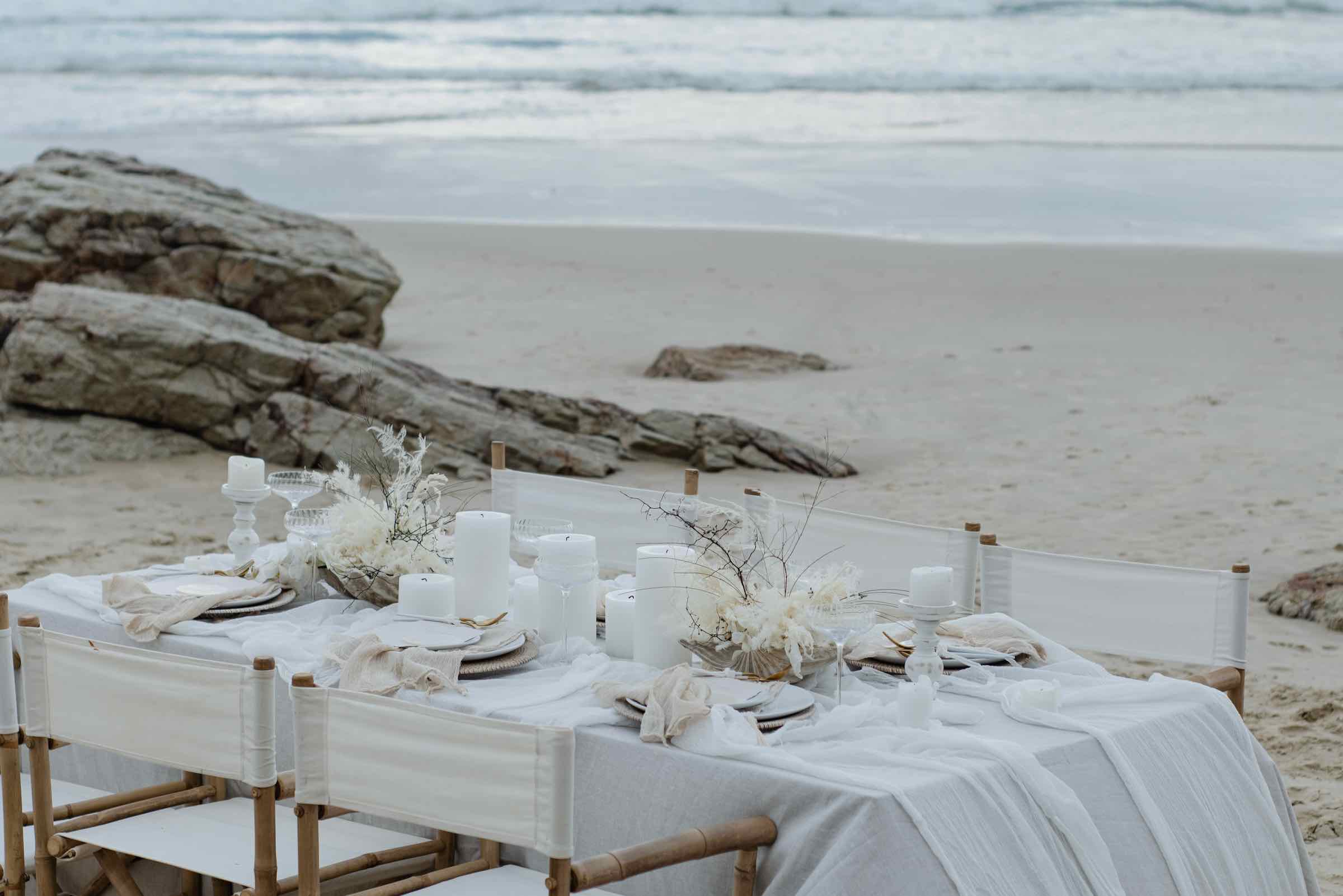 Beach wedding candles