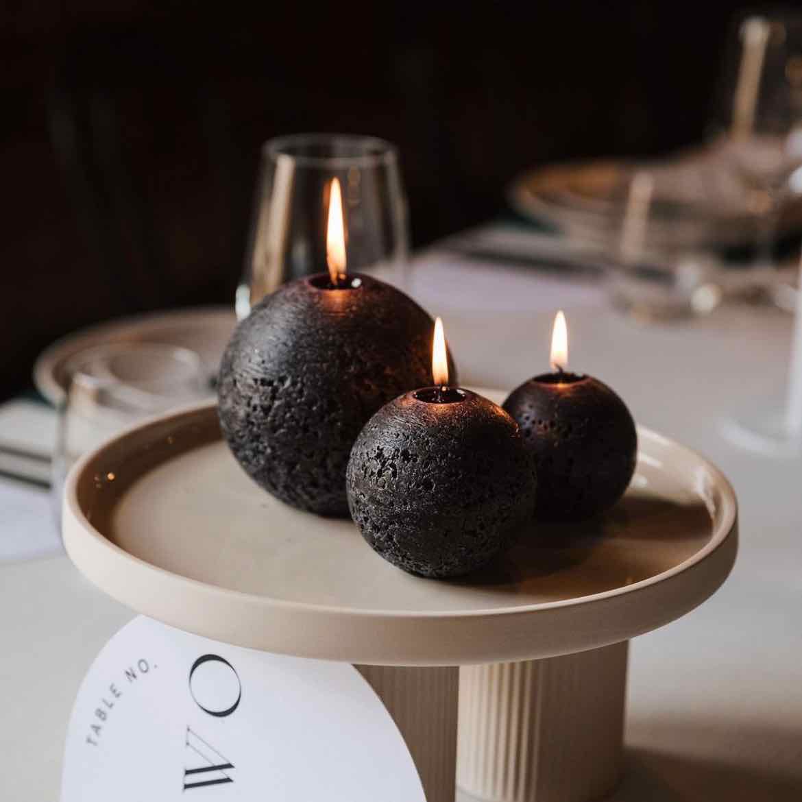 Black sphere candles