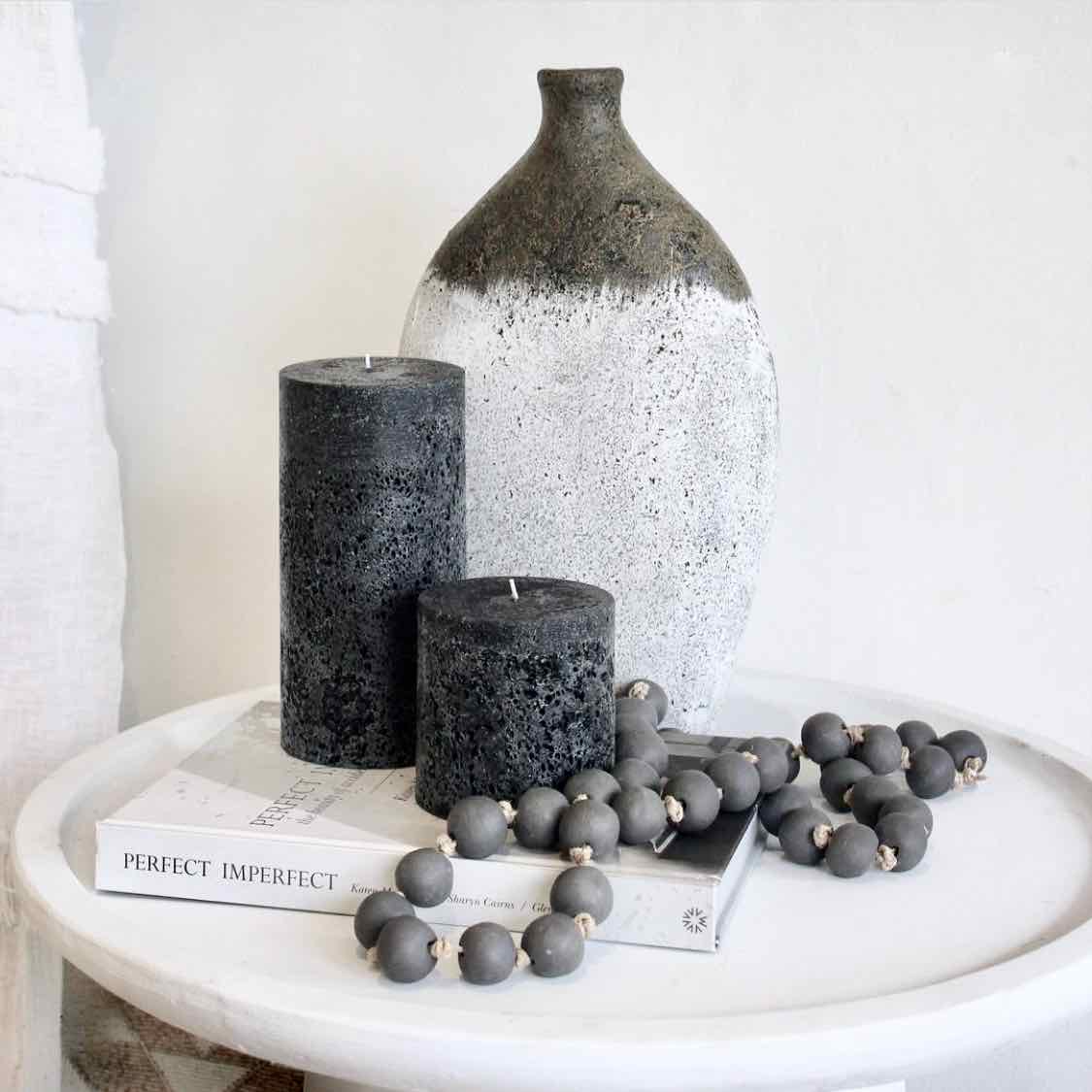 Black Textured Pillar Candle