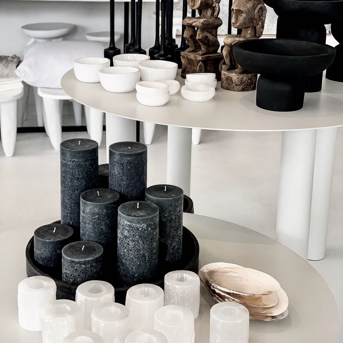 Large black textured pillar candle