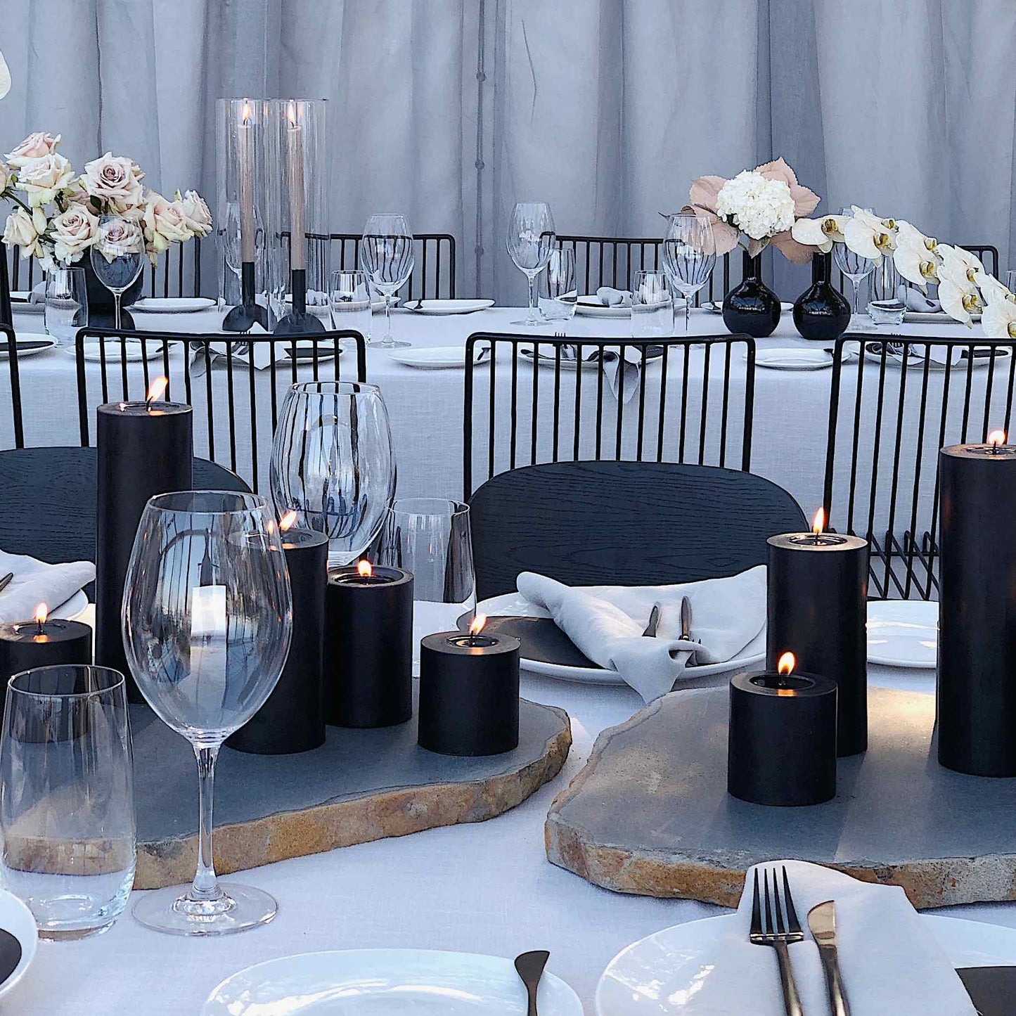 Black pillar wedding candles