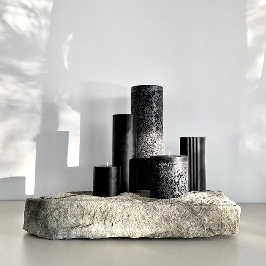 Black pillar candle set