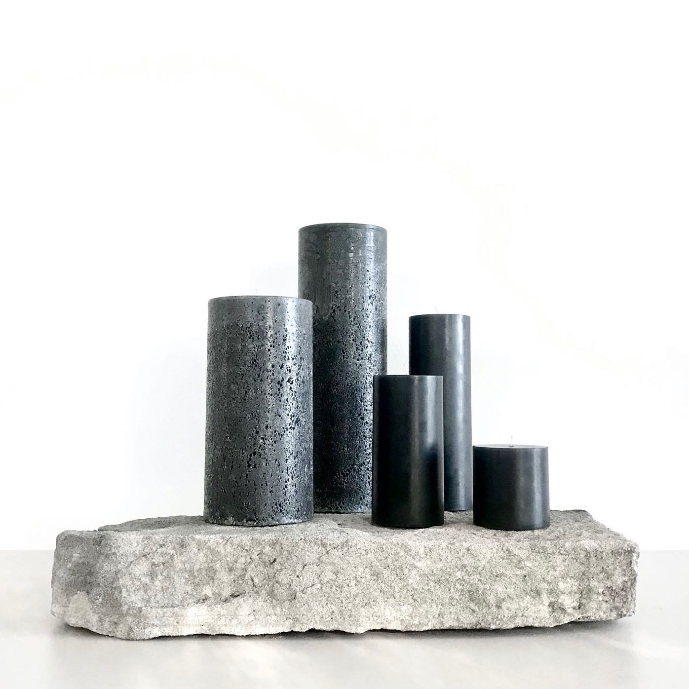 Large Grey Pillar Candles
