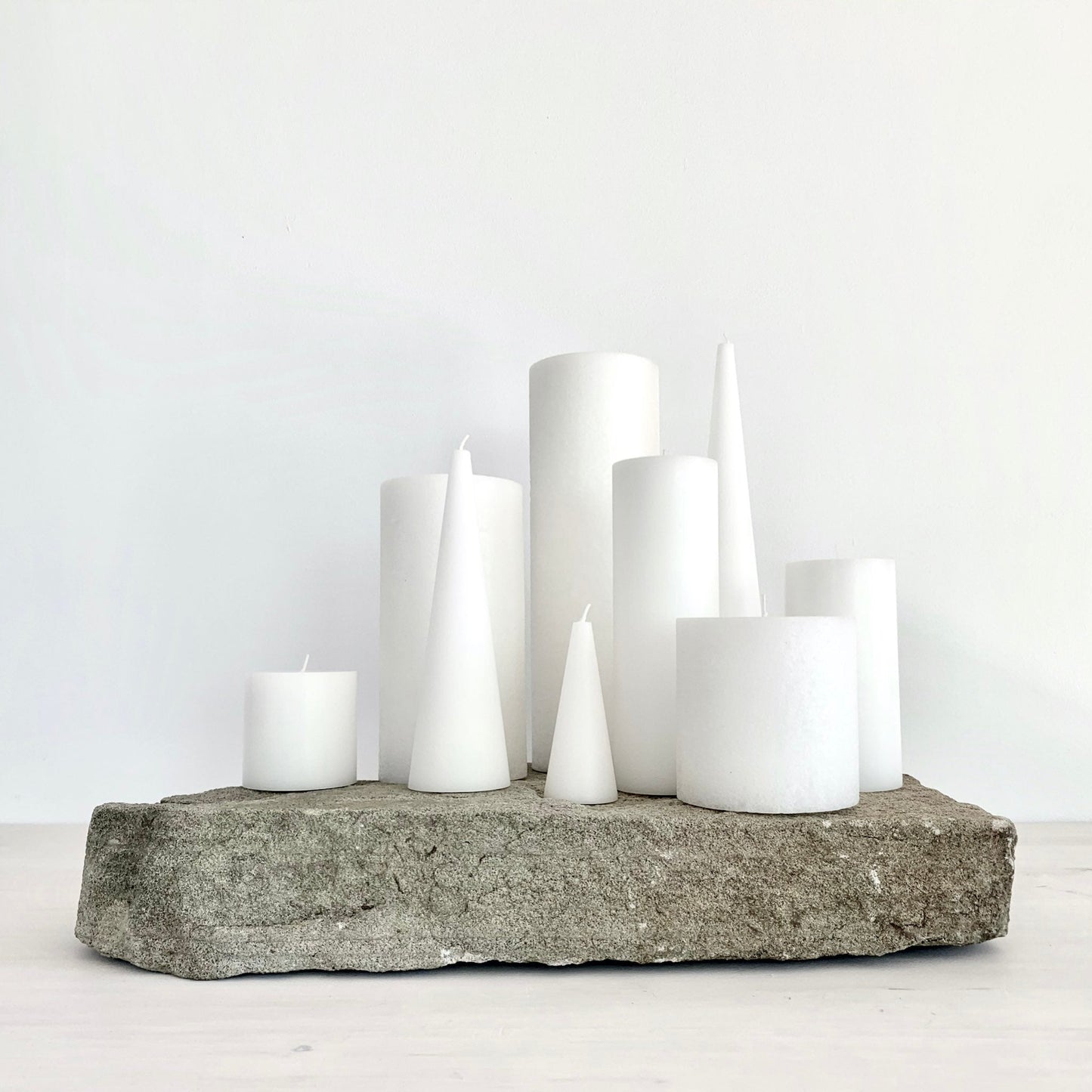 White candle cluster centrepiece
