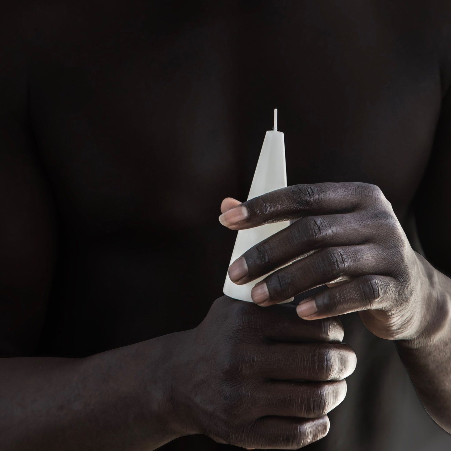 White sculptural candle