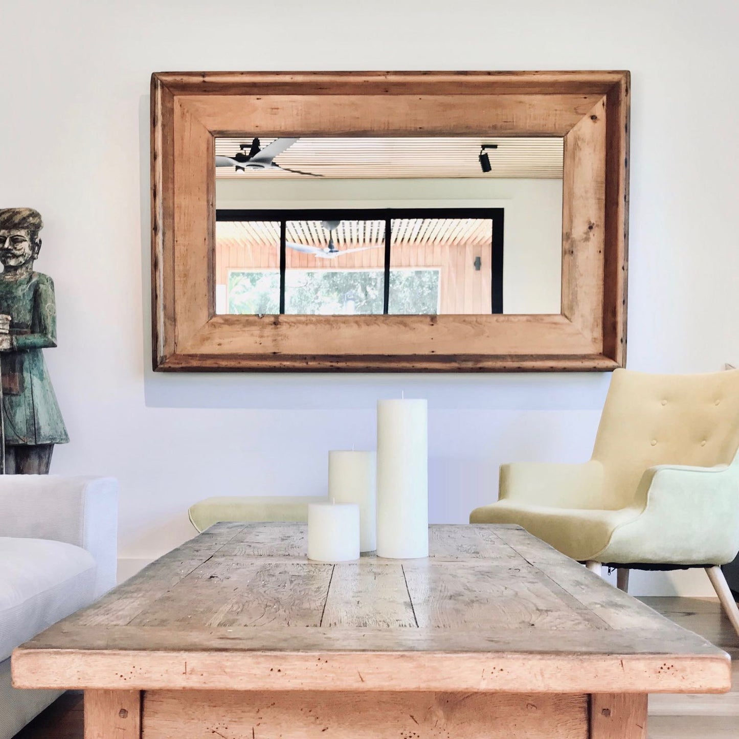 Warm white textured pillar candles