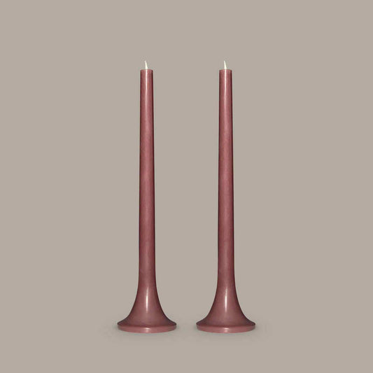 Tall taper candles in neutral brown