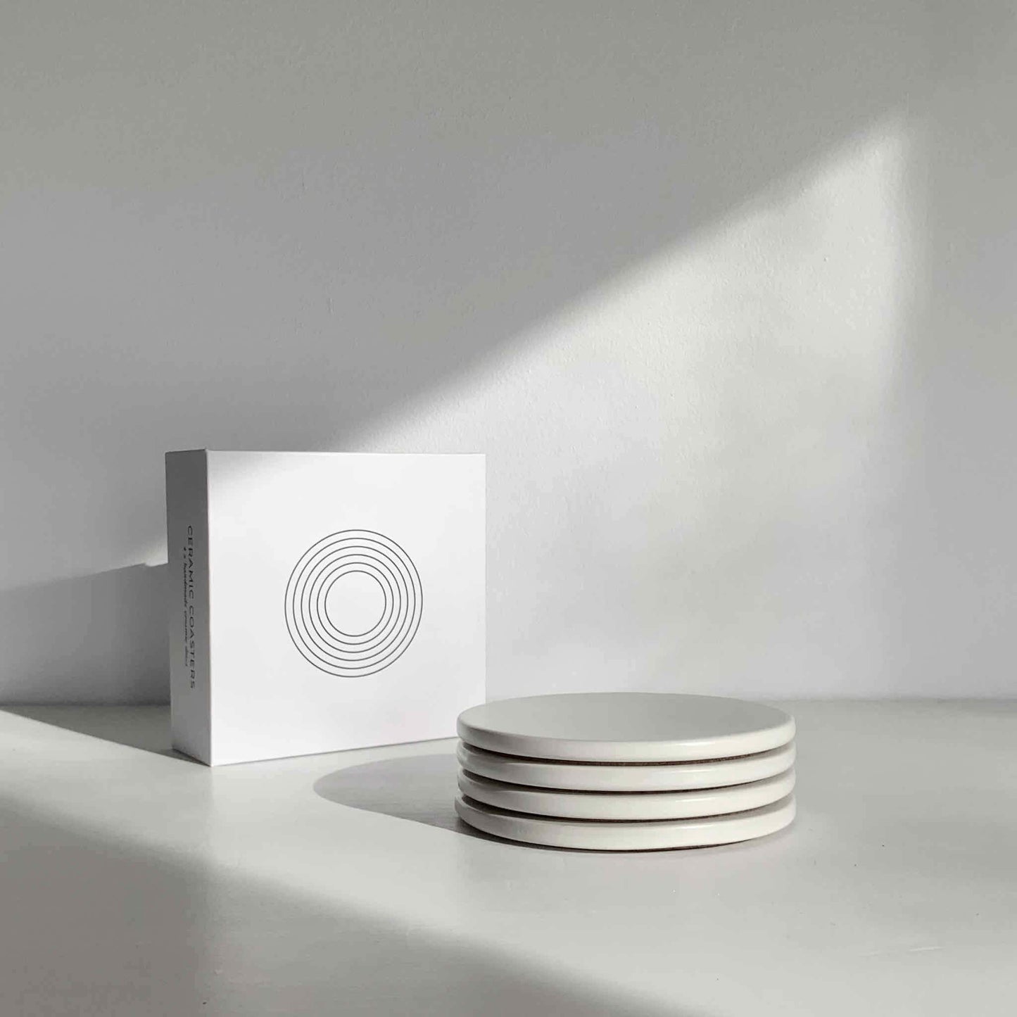 White ceramic coasters