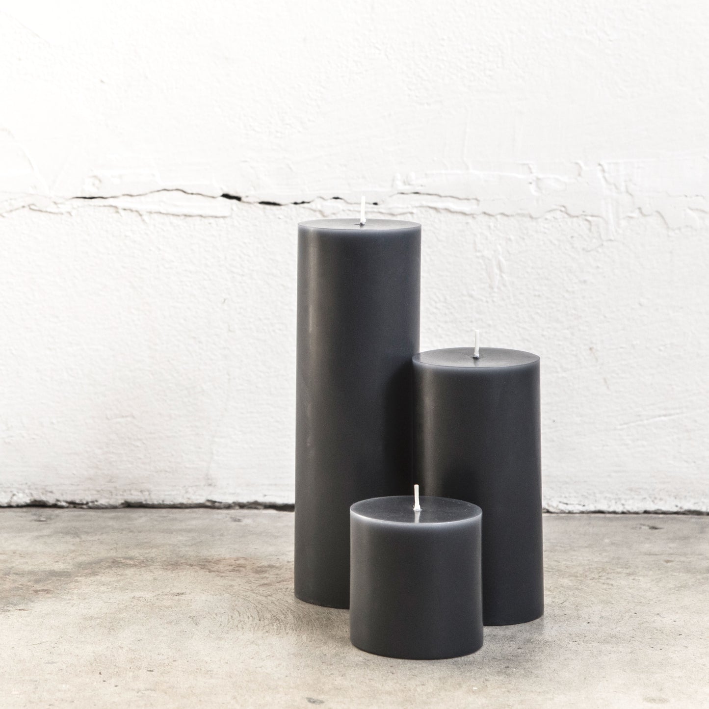 Grey pillar candles