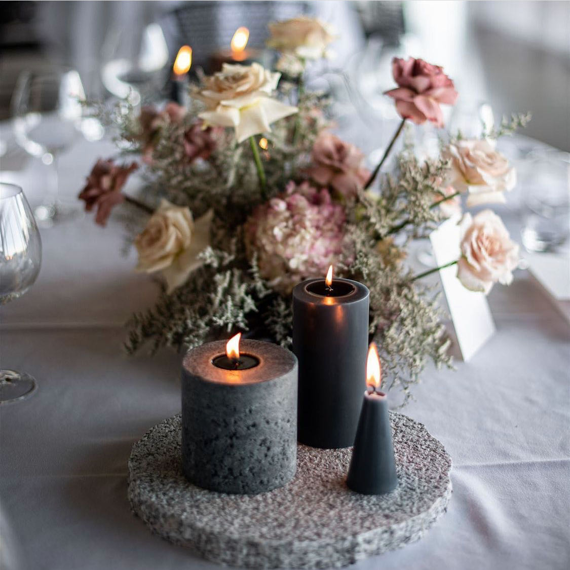 Grey pillar candles