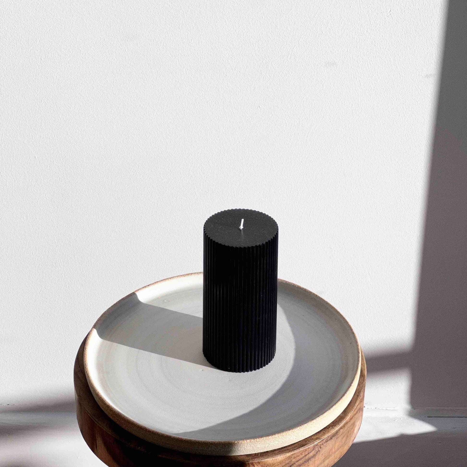 Ribbed pillar candle