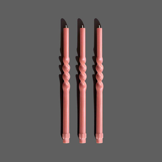 Peach pink taper candles
