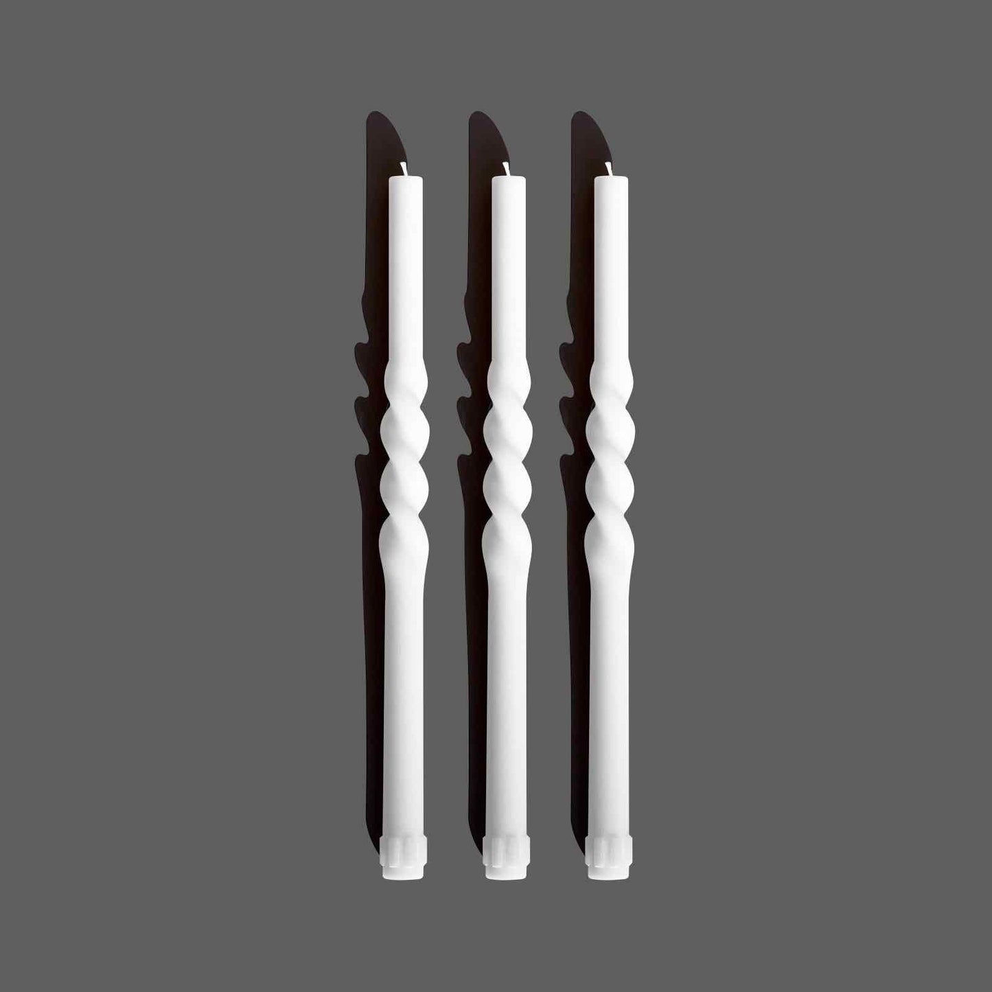 White spiral dinner candles