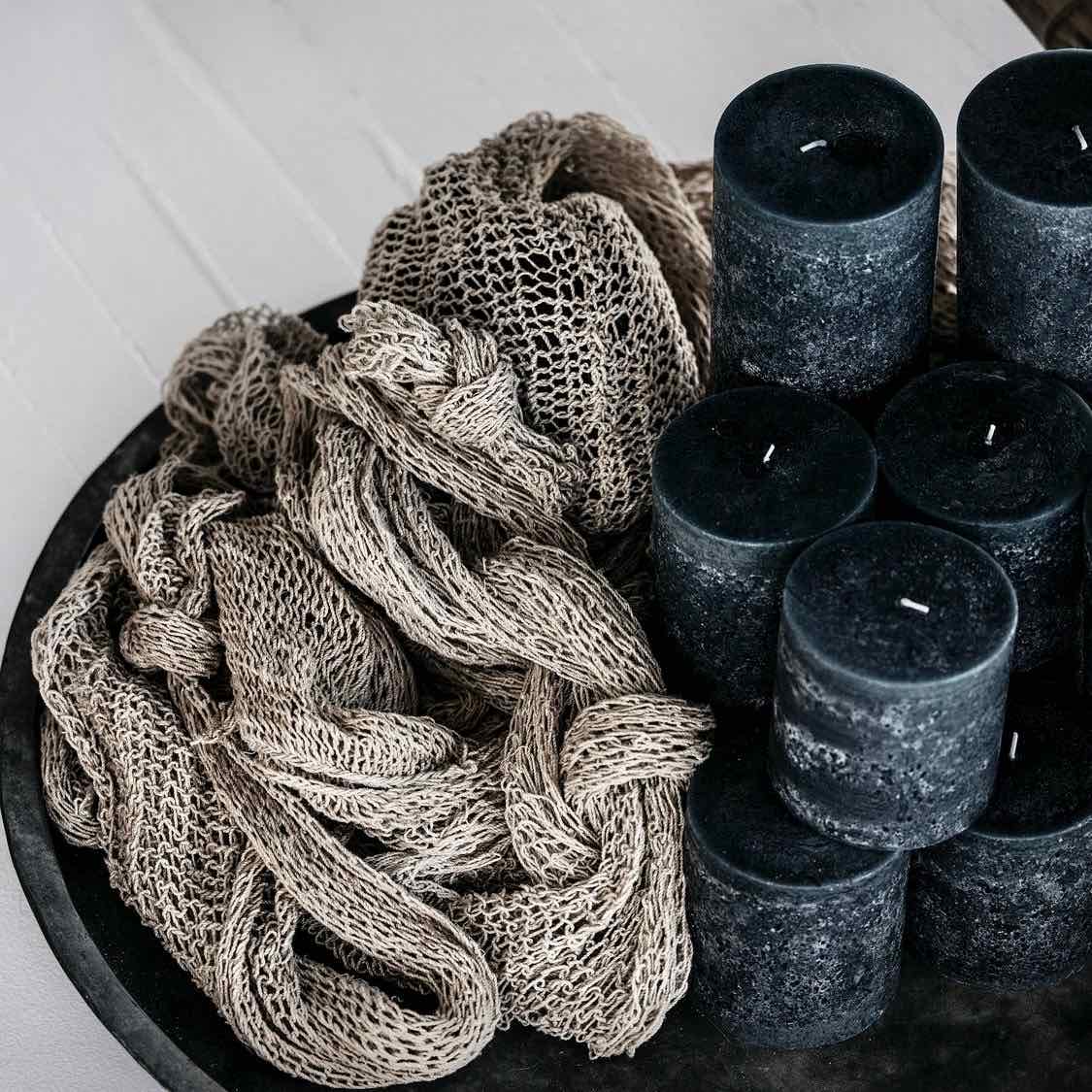 Textured black pillar candles