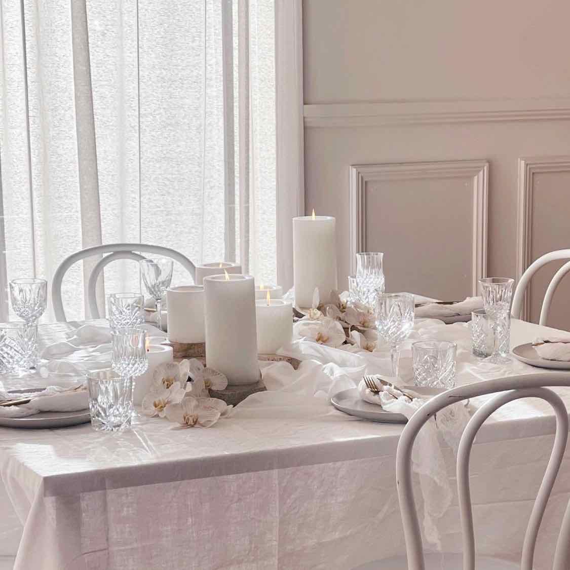 Rustic white pillar candles