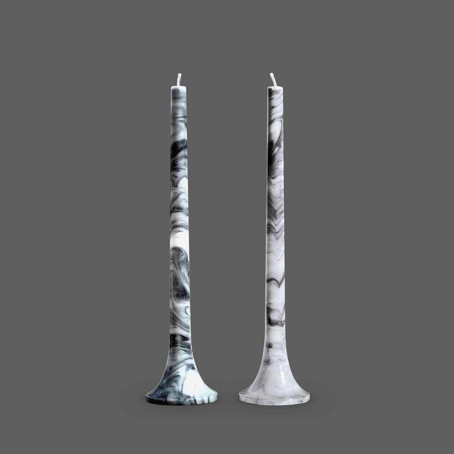 Marbled taper candles