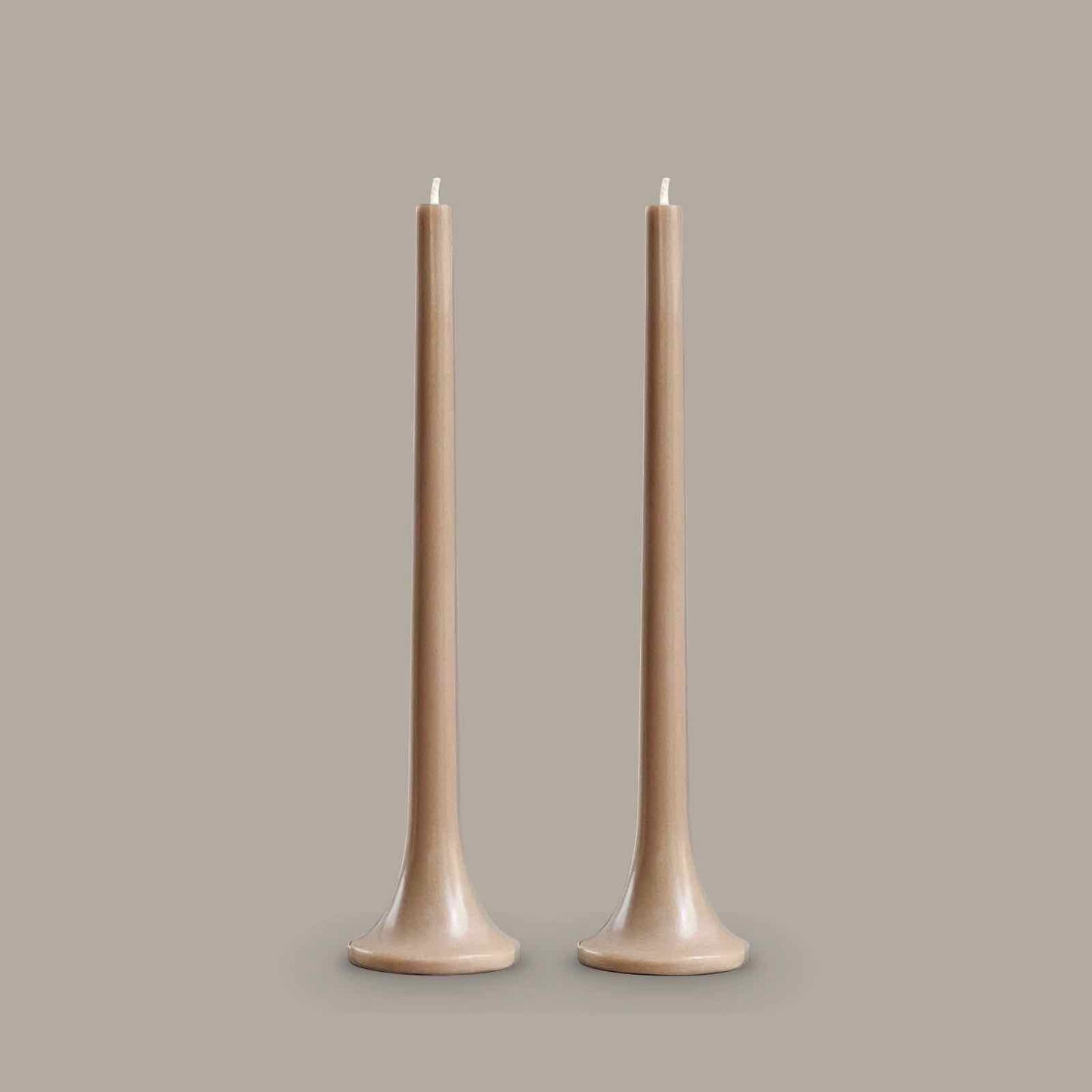Tall taper candle in taupe