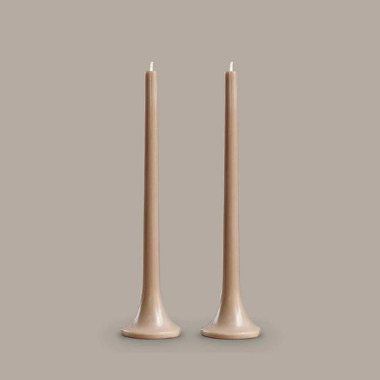 Tall taper candle in taupe