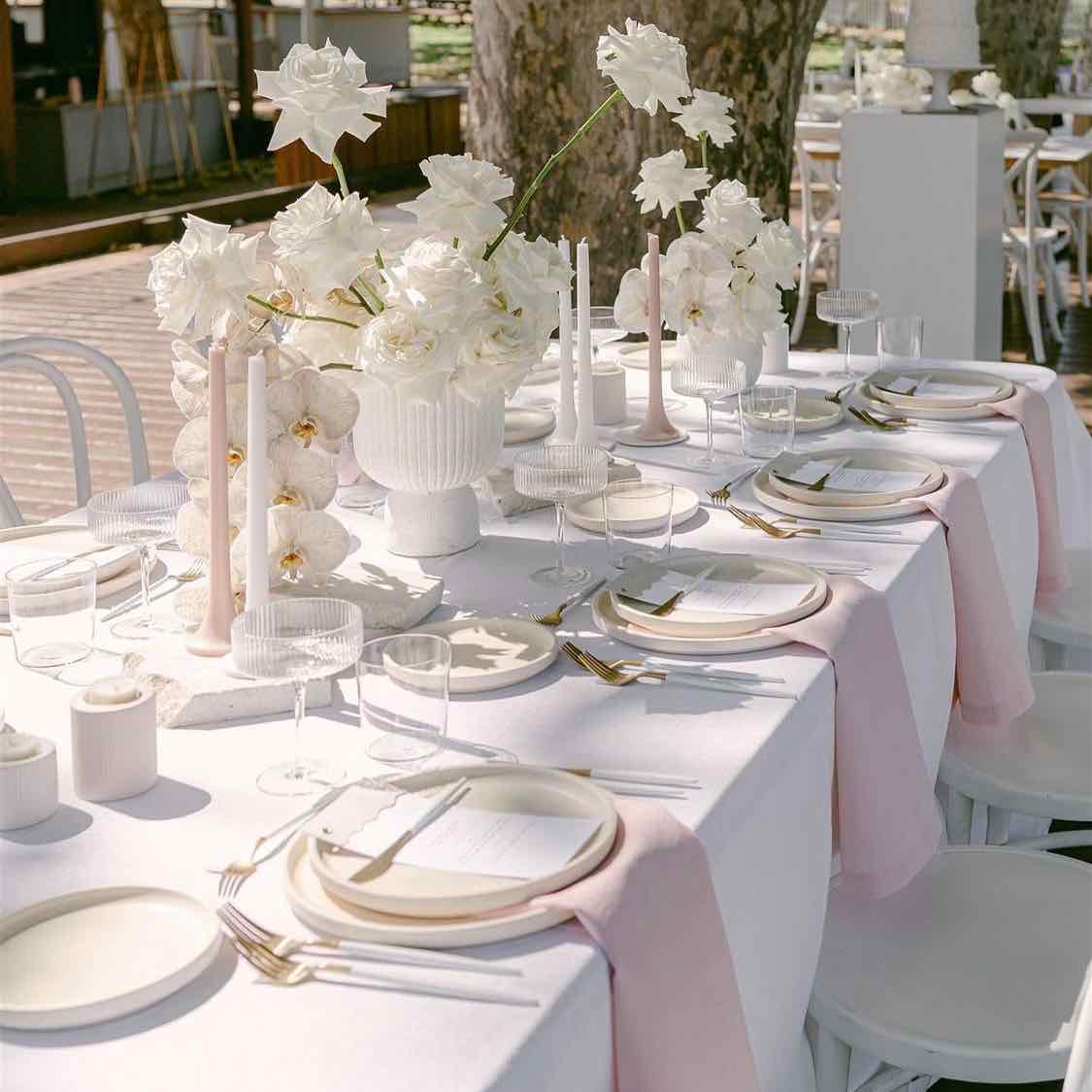 Pink wedding taper candles