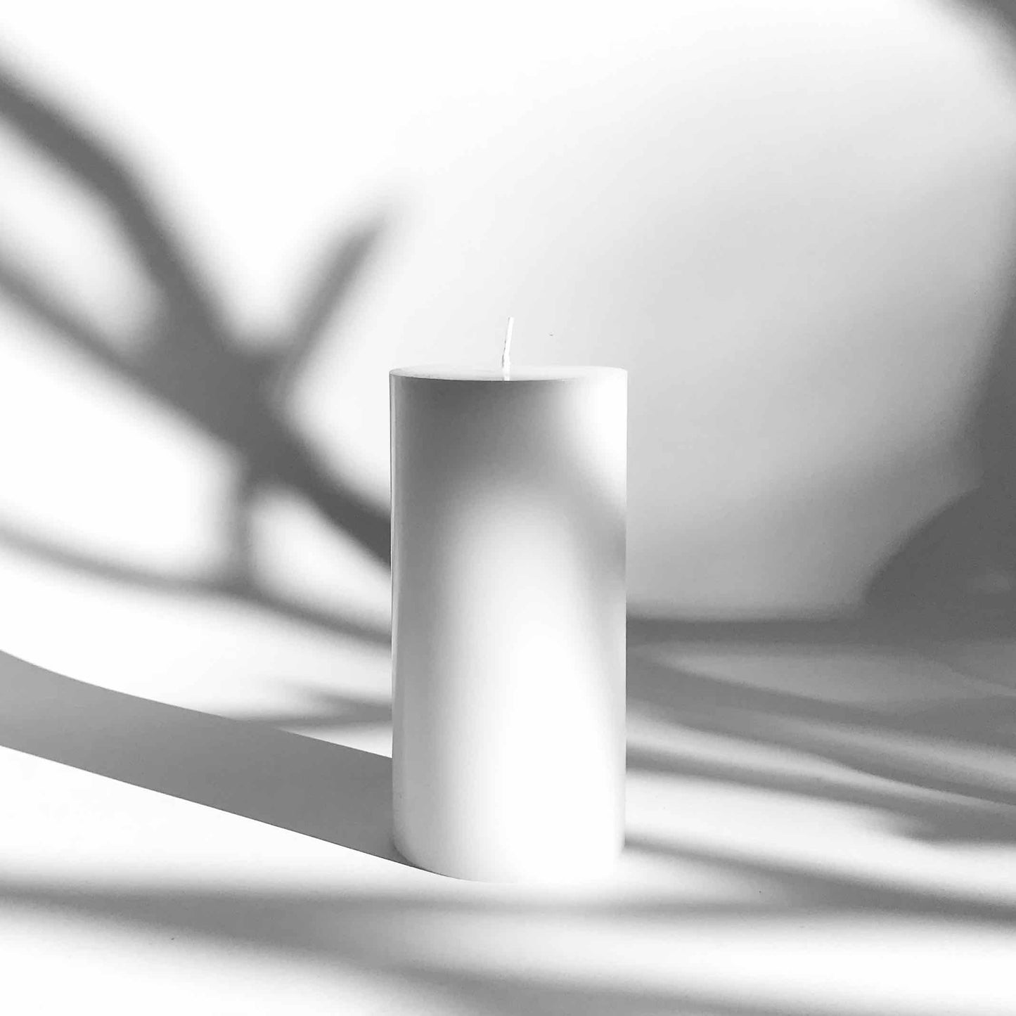 Snow white pillar candle