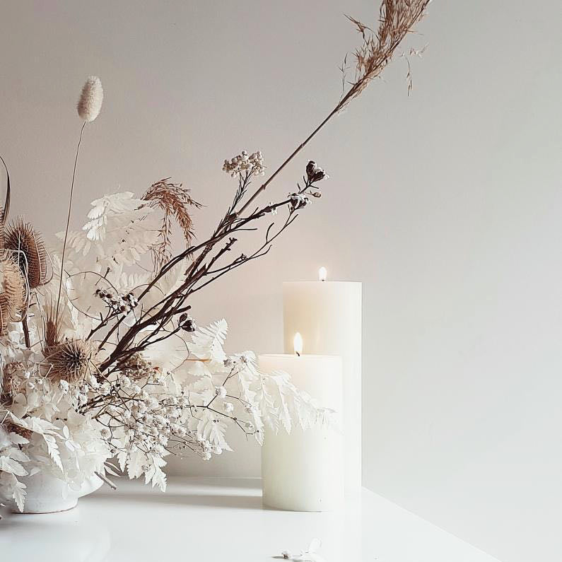 White pillar candles