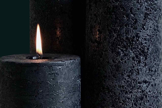 Textured black pillar candles