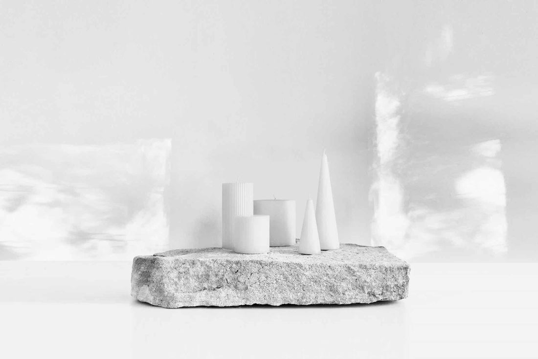 White sculptural candle centrepiece