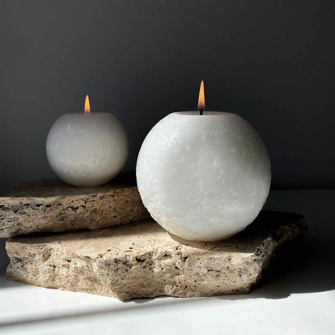 Large white sphere candle