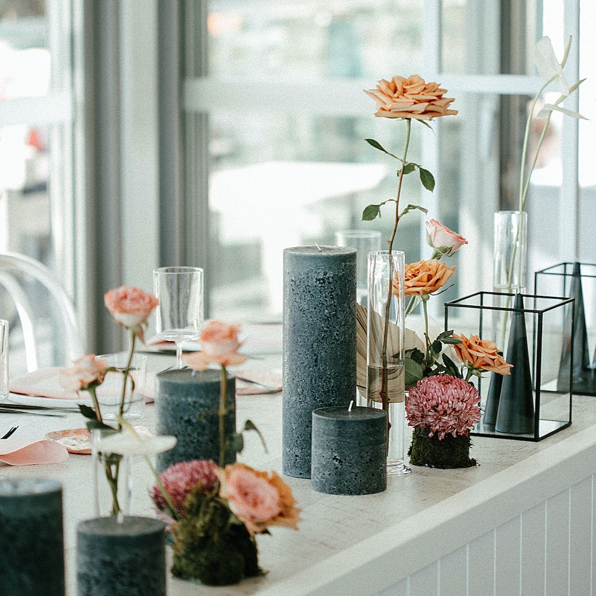 Charcoal textured candles