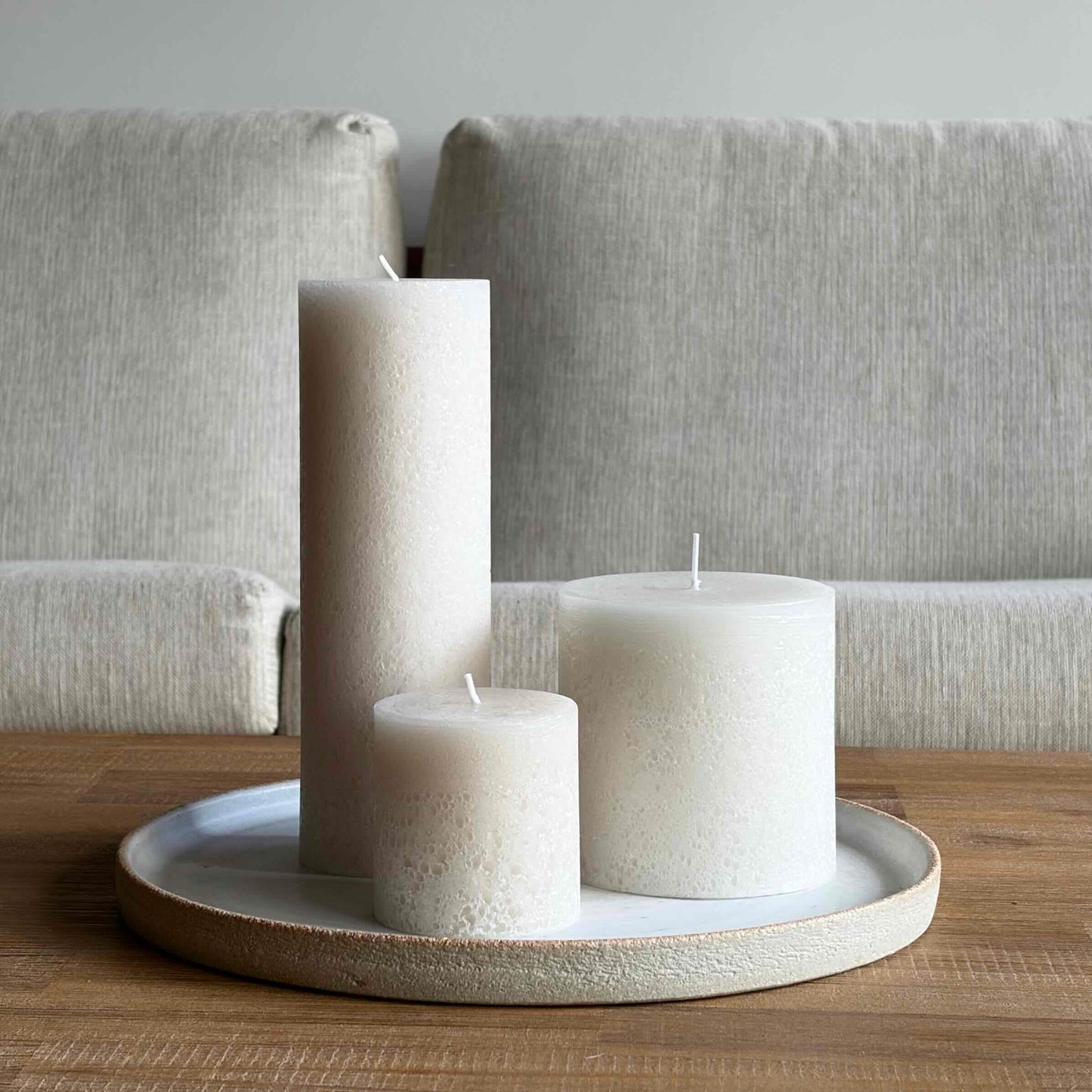 Textured Pillar Candle Gift Set - Sandstone