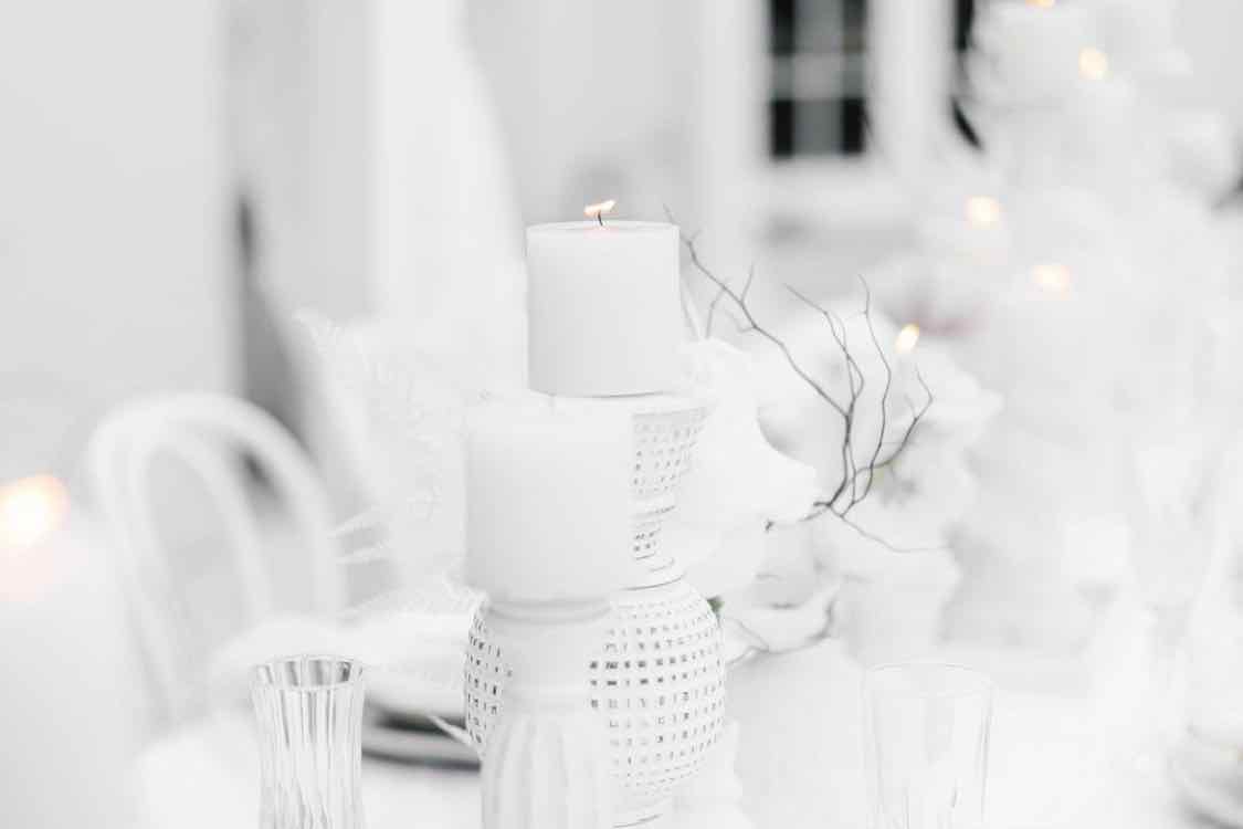 Snow white wedding candles