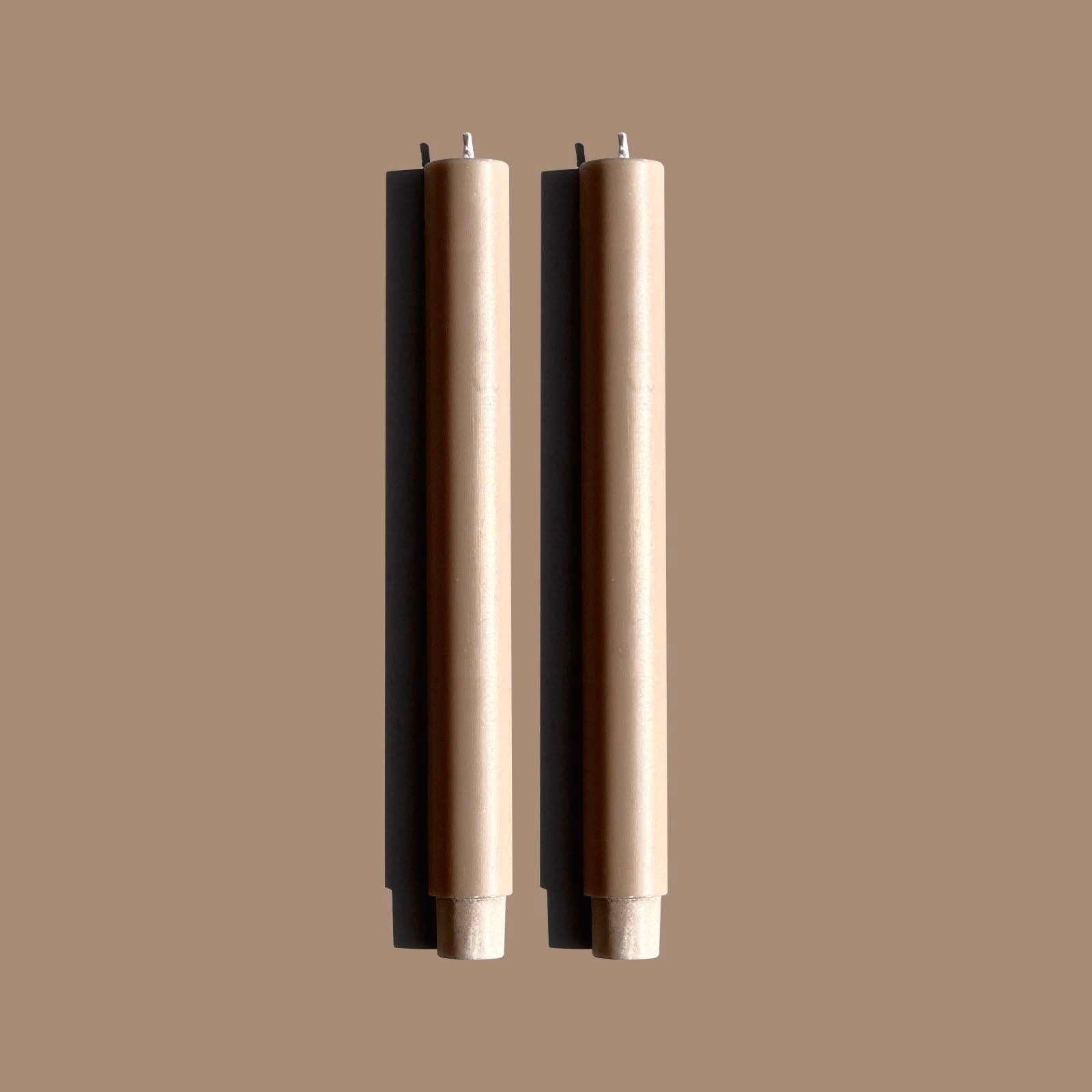 wide dinner candles taupe brown