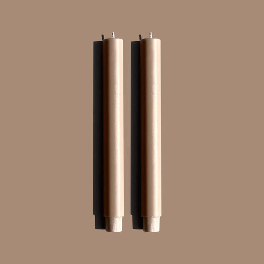 wide dinner candles taupe brown