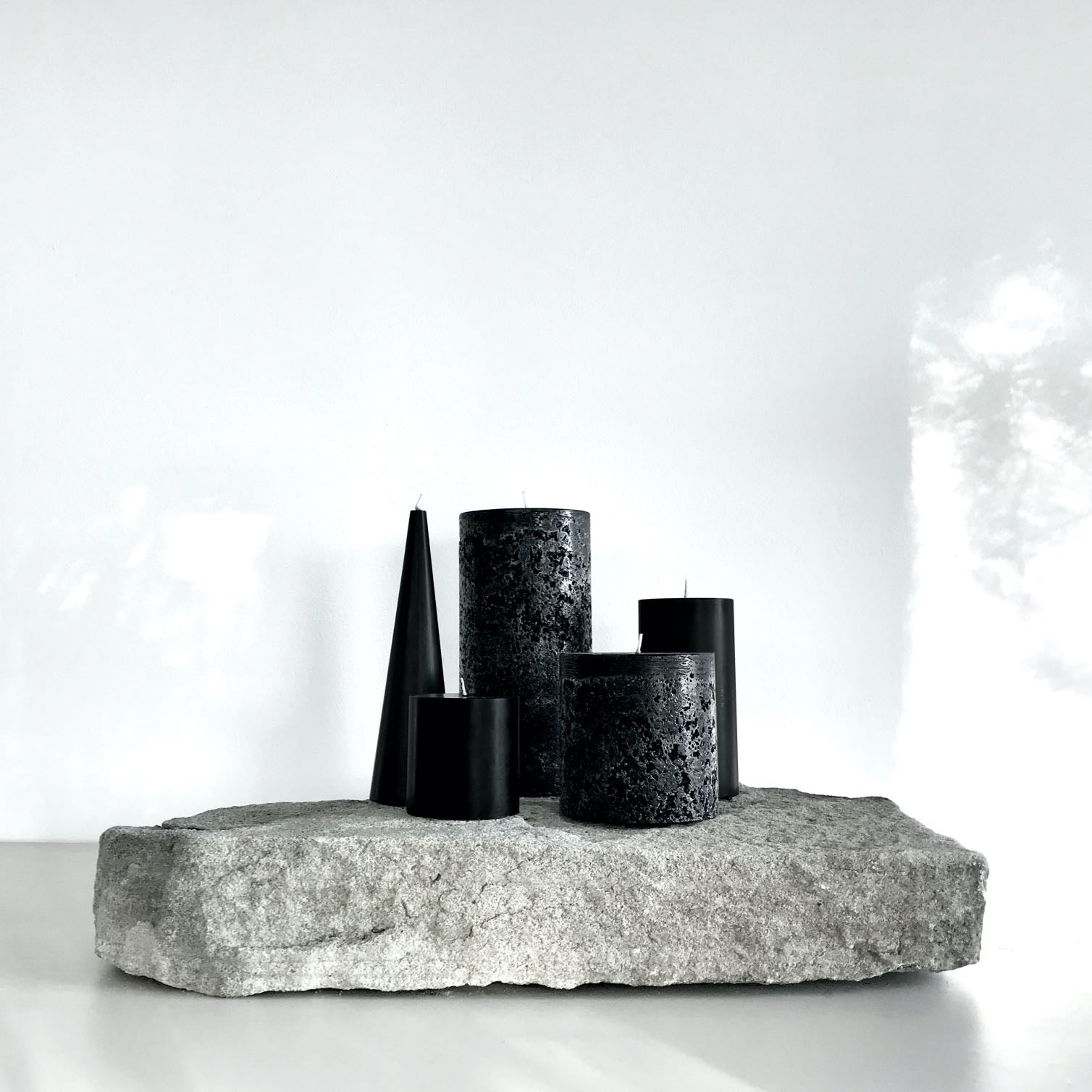 Set of black pillar candles