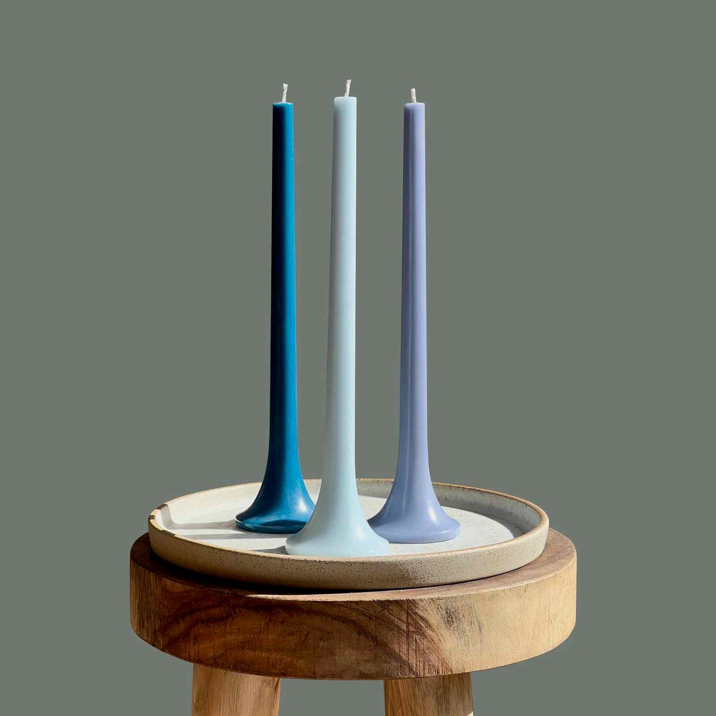Elegant blue taper candles