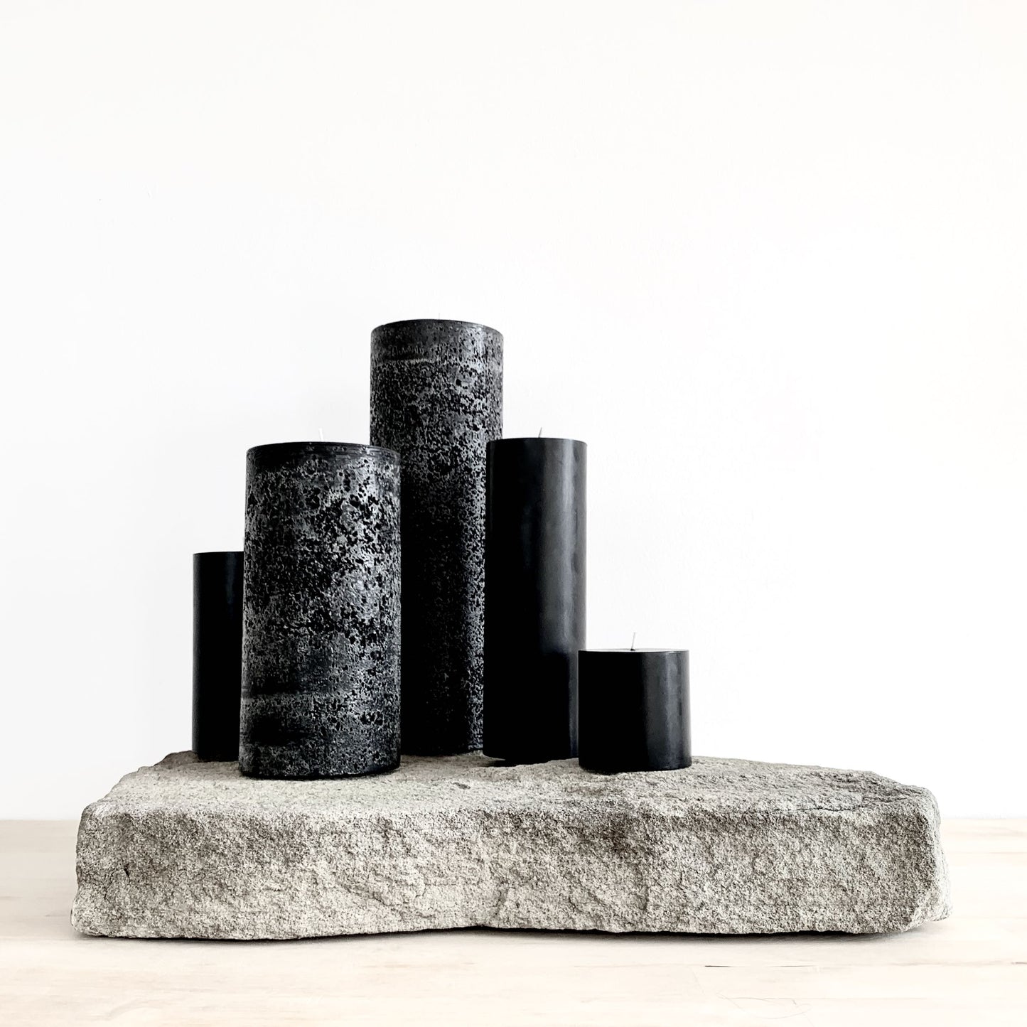 Black pillar candle set