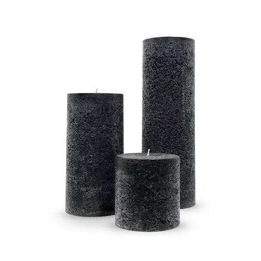 Black Textured Pillar Candles