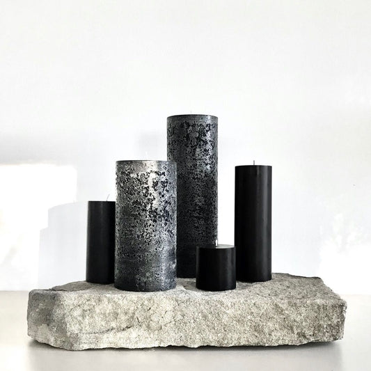 Large designer pillar candles in black