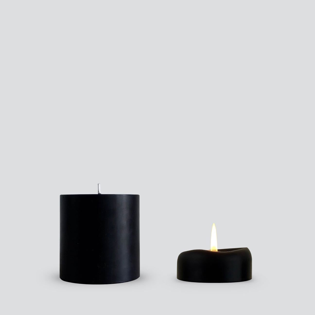 Black pillar candle