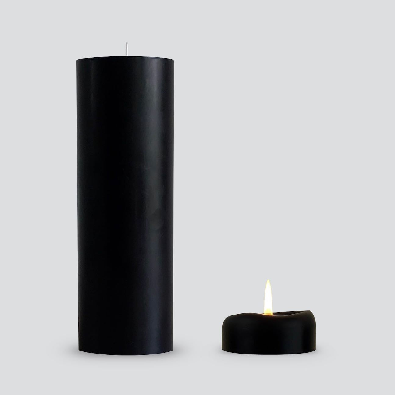Large black pillar candles