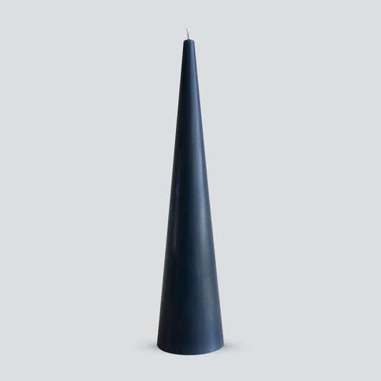 Large cone candle in solid grey