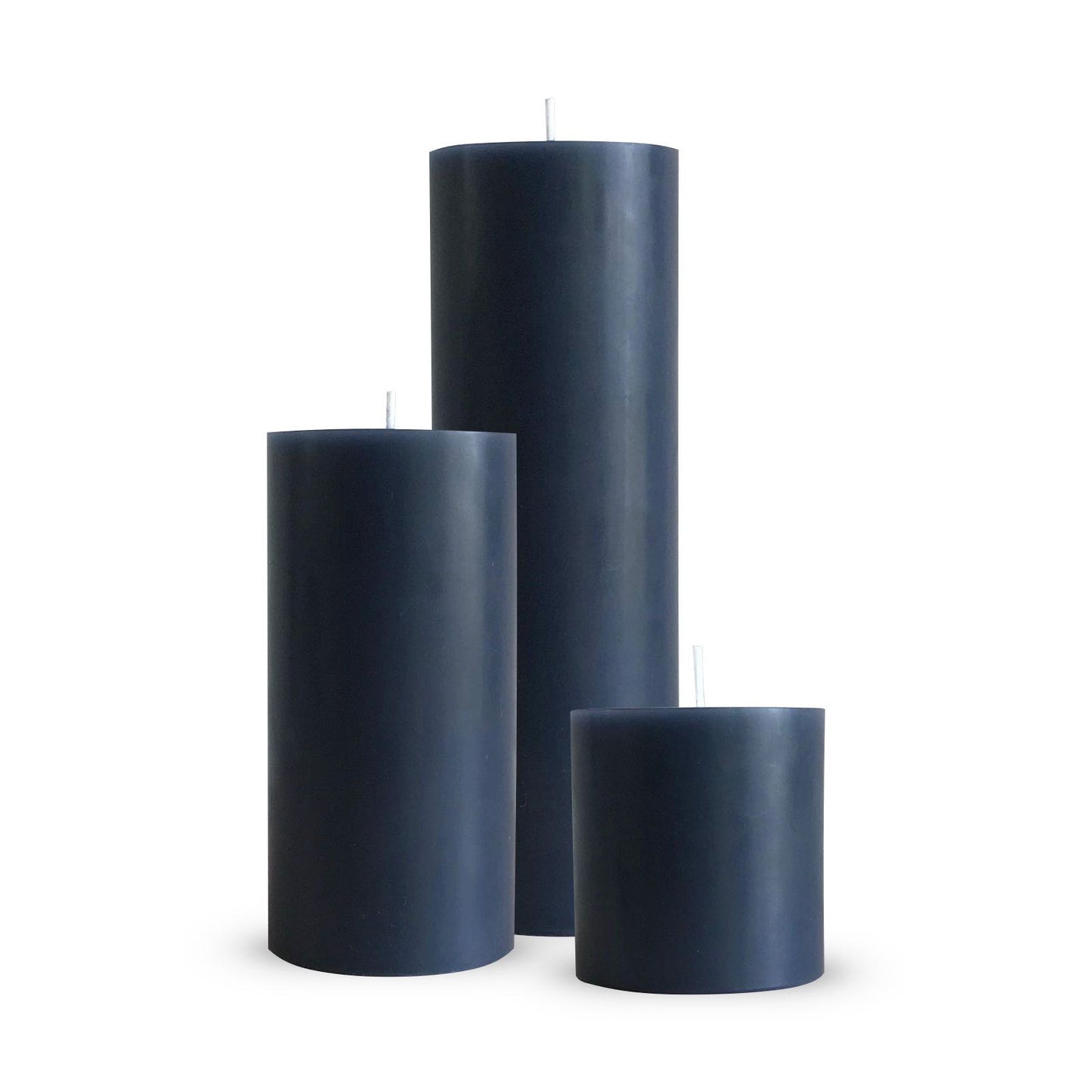 Grey pillar candle trio