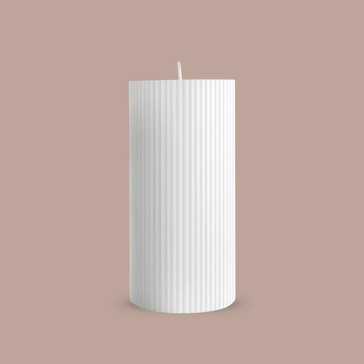 White ribbed column candle