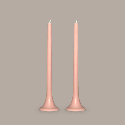 Taper candles in neutral clay