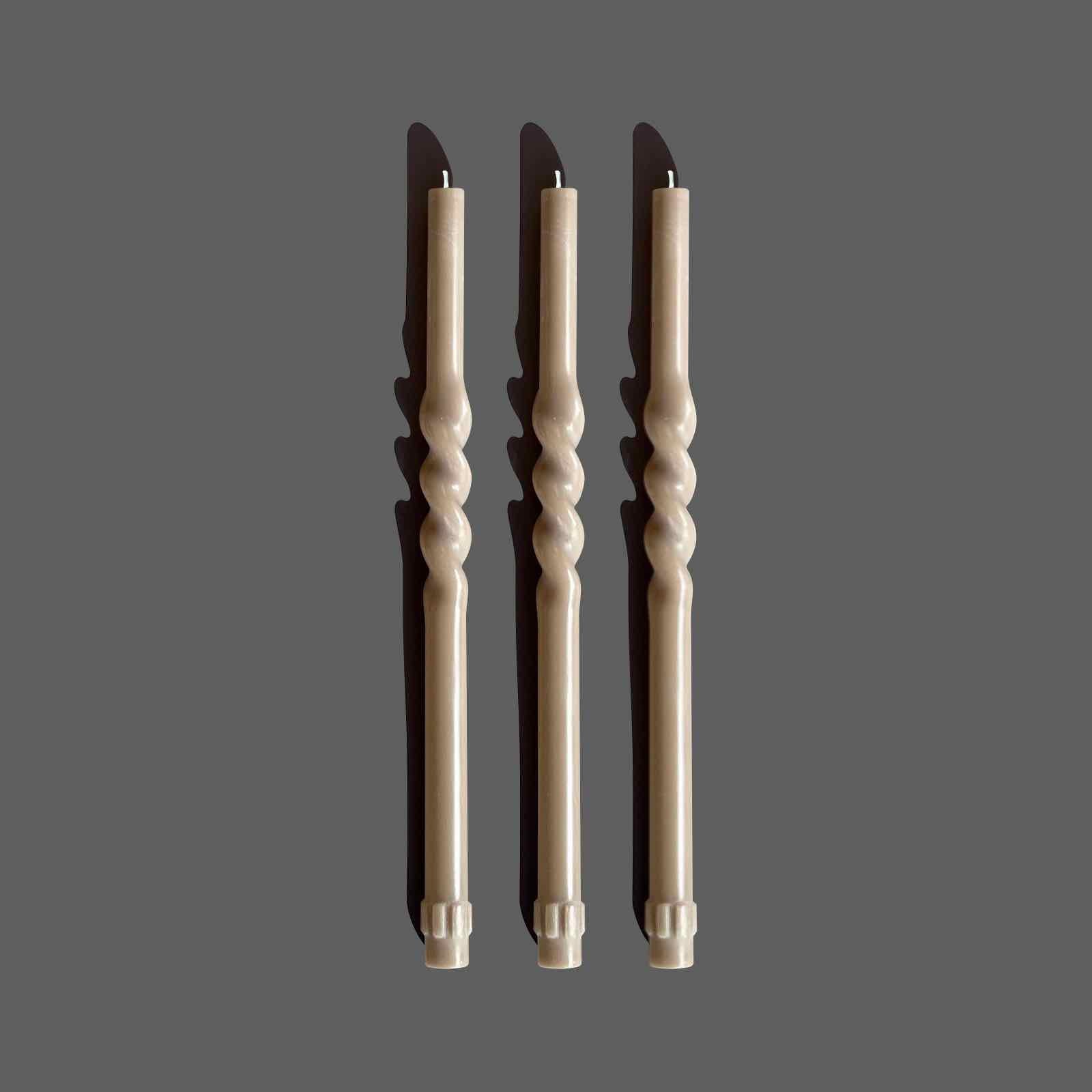 Taper candles in neutral taupe colour