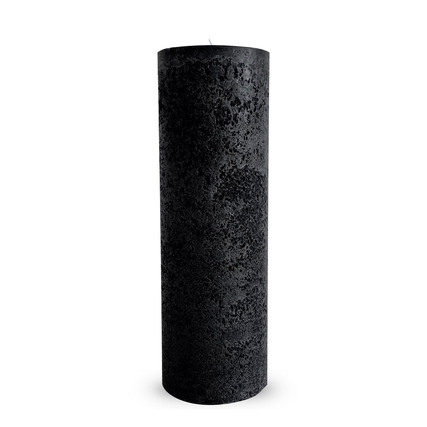 Large textured black pillar candle